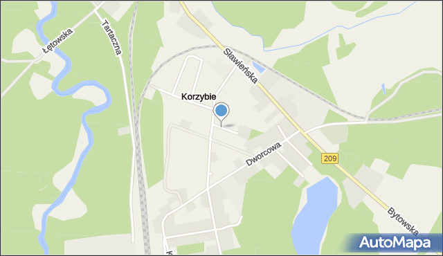 Korzybie gmina Kępice, Długa, mapa Korzybie gmina Kępice