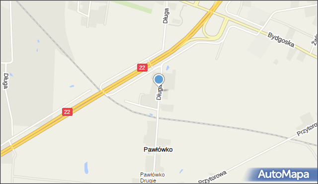 Pawłówko gmina Chojnice, Długa, mapa Pawłówko gmina Chojnice