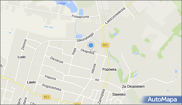 Tomaszów Lubelski, Długosza Jana, mapa Tomaszów Lubelski