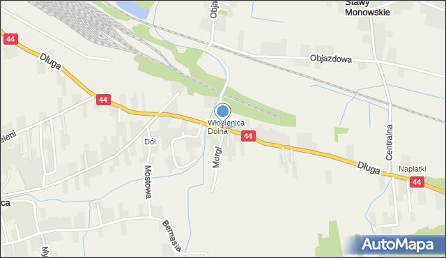 Włosienica gmina Oświęcim, Długa, mapa Włosienica gmina Oświęcim