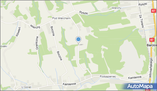 Barcice gmina Stary Sącz, Do Krzyża, mapa Barcice gmina Stary Sącz
