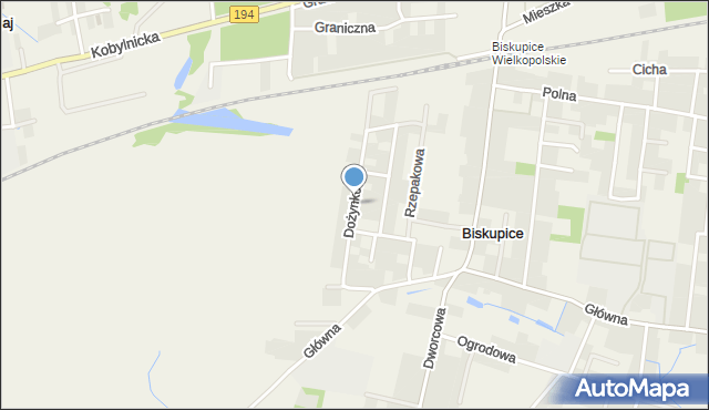 Biskupice gmina Pobiedziska, Dożynkowa, mapa Biskupice gmina Pobiedziska