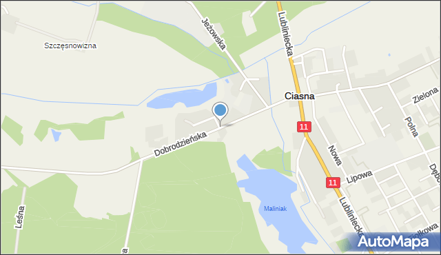 Ciasna, Dobrodzieńska, mapa Ciasna