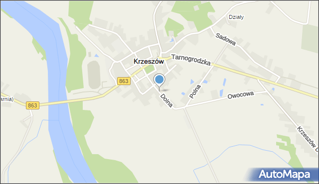 Krzeszów powiat niżański, Dolna, mapa Krzeszów powiat niżański