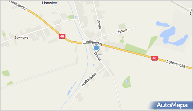 Lisowice gmina Pawonków, Dolna, mapa Lisowice gmina Pawonków