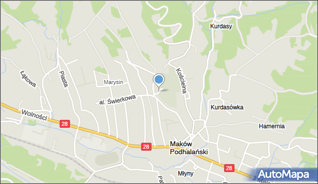 Maków Podhalański, Do Cmentarza, mapa Maków Podhalański