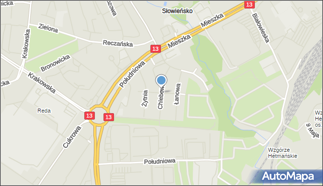 Szczecin, Dożynkowa, mapa Szczecina