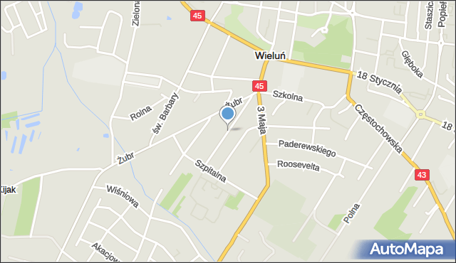 Wieluń, Dojazdowa, mapa Wieluń