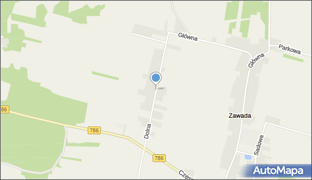 Zawada gmina Mstów, Dolna, mapa Zawada gmina Mstów