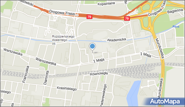 Katowice, Drzewna, mapa Katowic