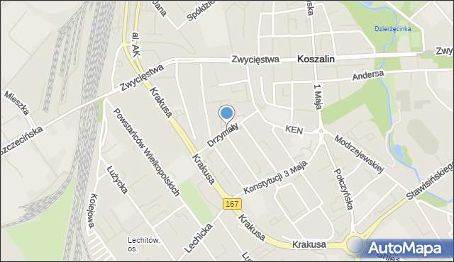 Koszalin, Drzymały Michała, mapa Koszalina