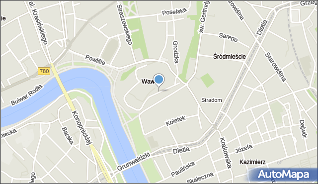 Kraków, Droga Do Zamku, mapa Krakowa