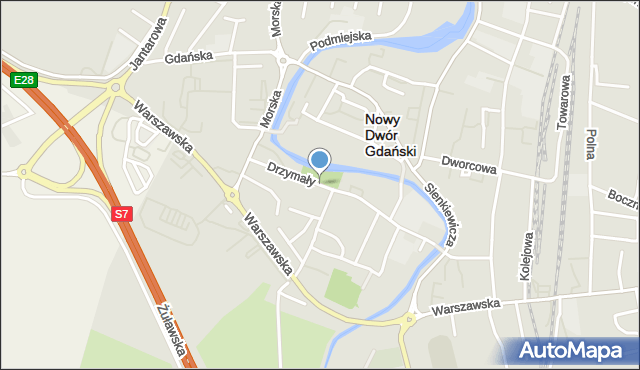 Nowy Dwór Gdański, Drzymały Michała, mapa Nowy Dwór Gdański