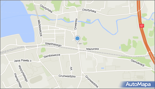 Ostróda, Drwęcka, mapa Ostróda