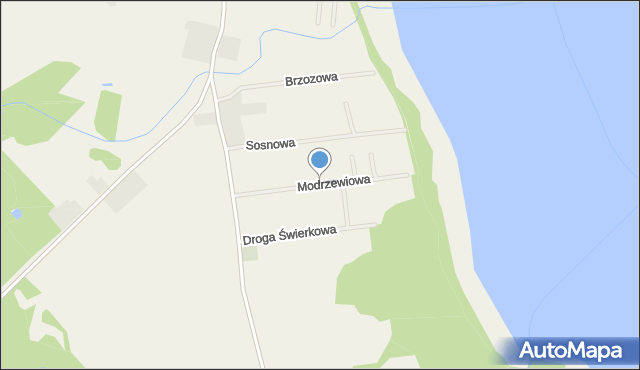 Oświno, Droga Modrzewiowa, mapa Oświno