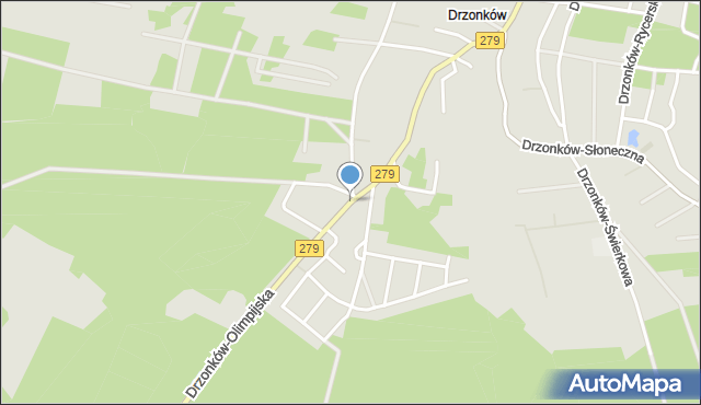 Zielona Góra, Drzonków-Olimpijska, mapa Zielona Góra