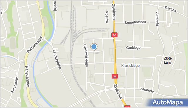 Bielsko-Biała, Dunikowskiego Ksawerego, mapa Bielsko-Białej