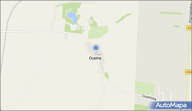 Dusina gmina Gostyń, Dusina, mapa Dusina gmina Gostyń