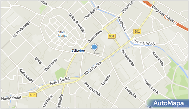 Gliwice, Dunikowskiego Ksawerego, mapa Gliwic