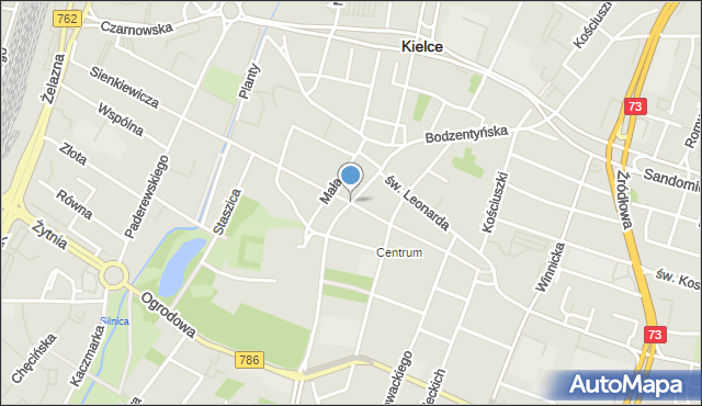 Kielce, Duża, mapa Kielc