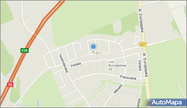 Koszalin, Duńska, mapa Koszalina