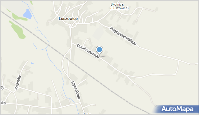 Luszowice gmina Chrzanów, Dunikowskiego Ksawerego, mapa Luszowice gmina Chrzanów