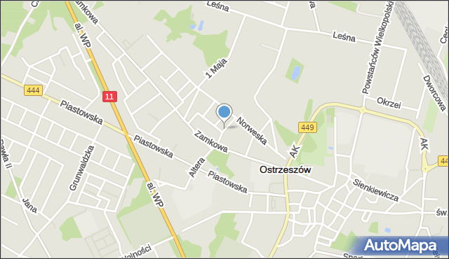 Ostrzeszów, Duńska, mapa Ostrzeszów