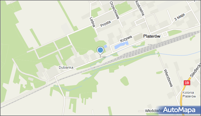 Platerów, Dubianka, mapa Platerów