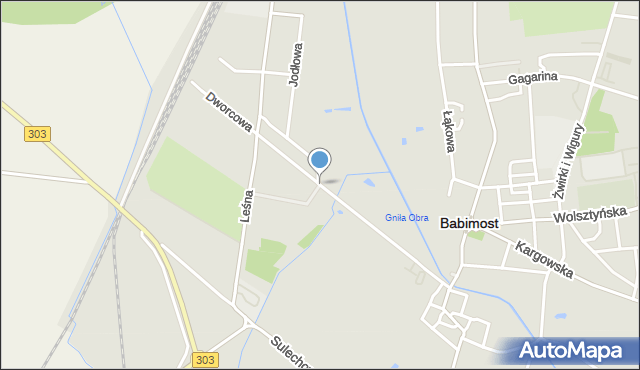 Babimost, Dworcowa, mapa Babimost