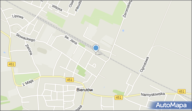 Bierutów, Dworcowa, mapa Bierutów