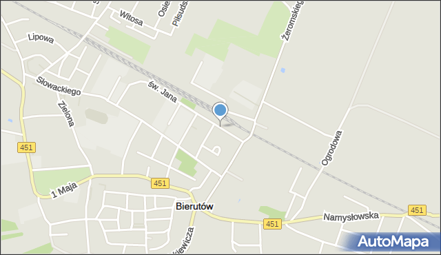 Bierutów, Dworcowa, mapa Bierutów