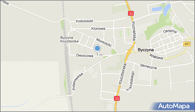 Byczyna powiat kluczborski, Dworcowa, mapa Byczyna powiat kluczborski