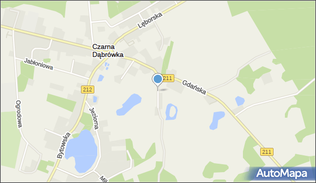 Czarna Dąbrówka powiat bytowski, Dworcowa, mapa Czarna Dąbrówka powiat bytowski