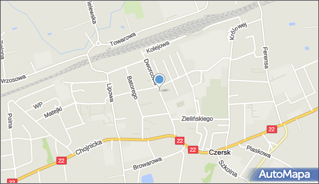 Czersk powiat chojnicki, Dworcowa, mapa Czersk powiat chojnicki