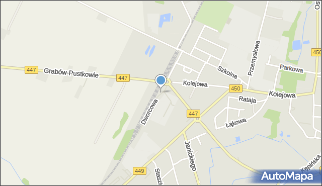 Grabów nad Prosną, Dworcowa, mapa Grabów nad Prosną