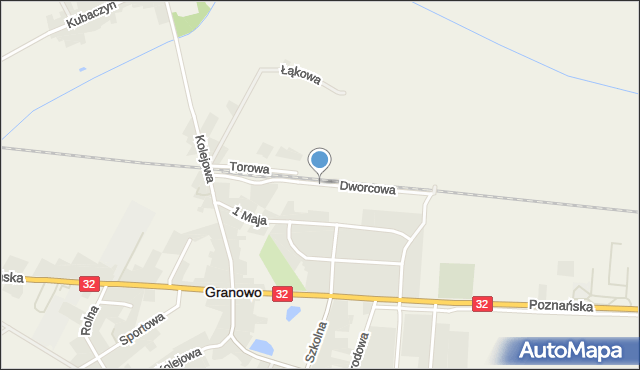 Granowo powiat grodziski, Dworcowa, mapa Granowo powiat grodziski