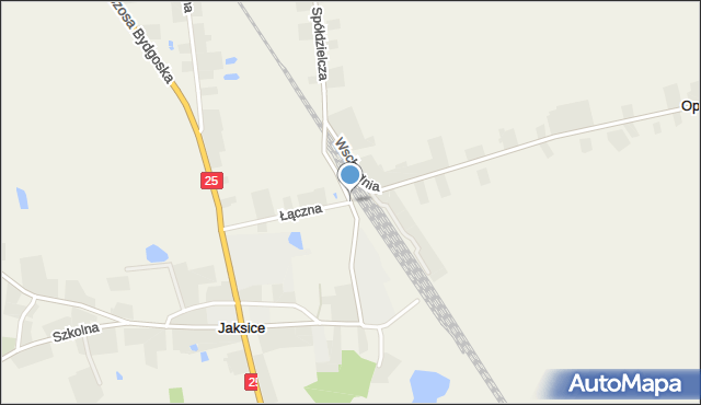 Jaksice gmina Inowrocław, Dworcowa, mapa Jaksice gmina Inowrocław