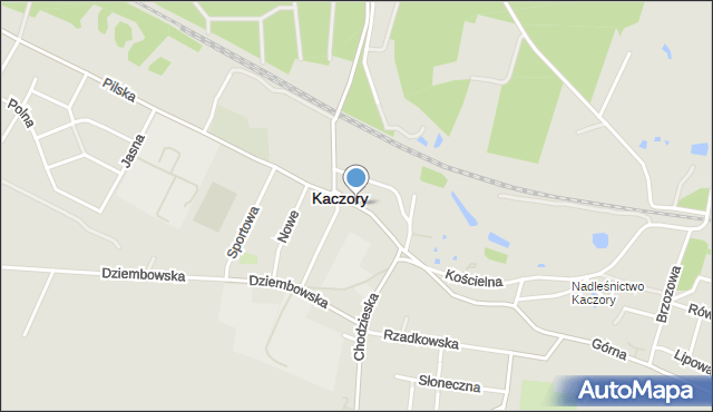 Kaczory powiat pilski, Dworcowa, mapa Kaczory powiat pilski