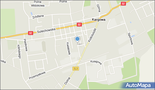 Kargowa, Dworcowa, mapa Kargowa