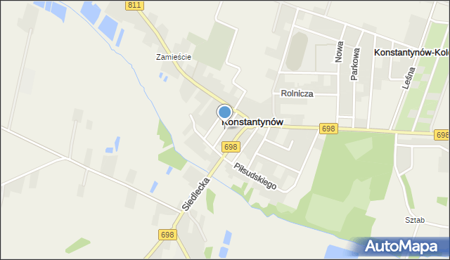 Konstantynów powiat bialski, Dworcowa, mapa Konstantynów powiat bialski