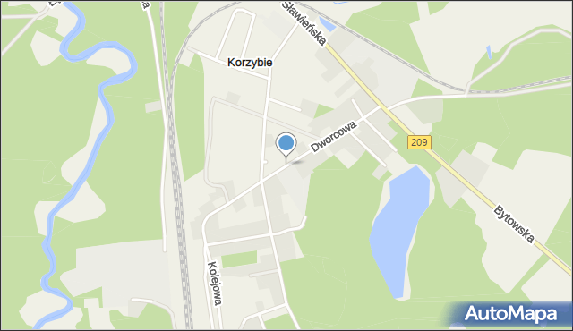 Korzybie gmina Kępice, Dworcowa, mapa Korzybie gmina Kępice
