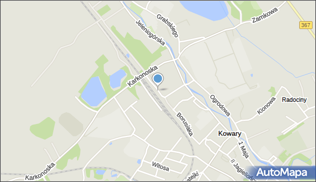 Kowary powiat karkonoski, Dworcowa, mapa Kowary powiat karkonoski