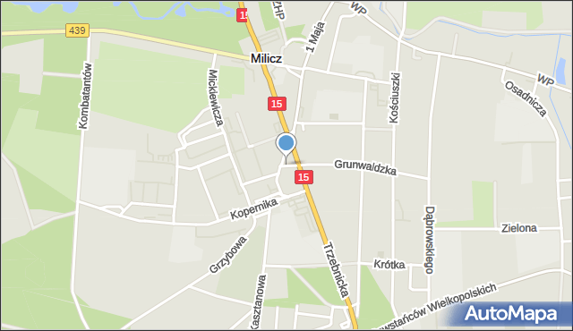 Milicz, Dworcowa, mapa Milicz