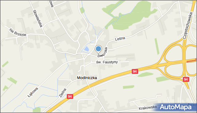 Modlniczka, Dworska, mapa Modlniczka