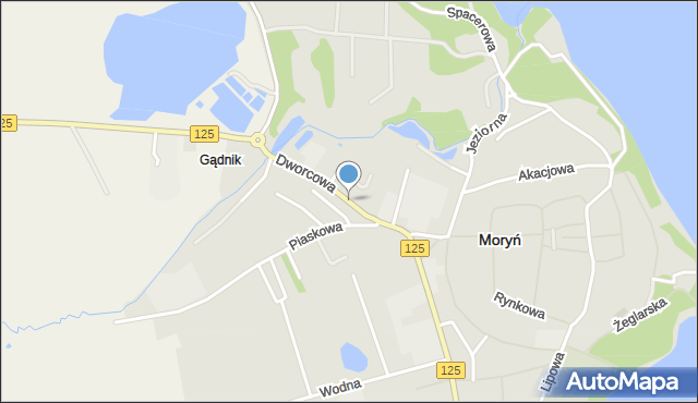 Moryń, Dworcowa, mapa Moryń