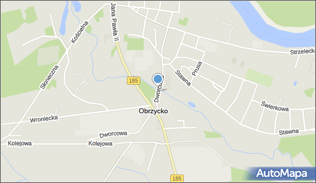 Obrzycko, Dworcowa, mapa Obrzycko