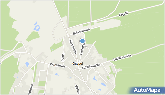 Ocypel, Dworcowa, mapa Ocypel