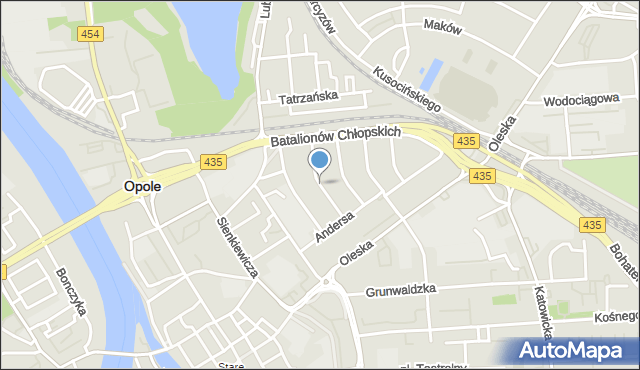 Opole, Dwernickiego Józefa, gen., mapa Opola