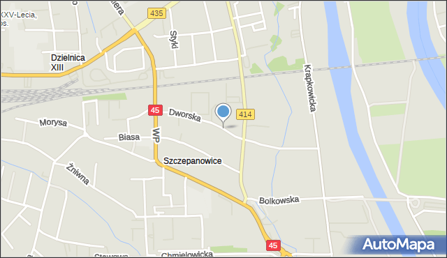 Opole, Dworska, mapa Opola