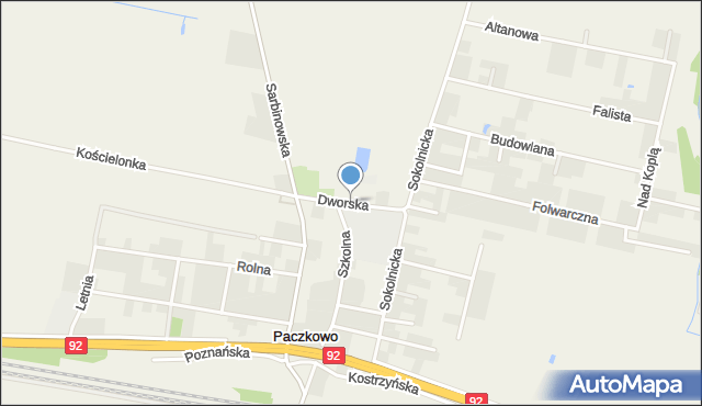 Paczkowo gmina Swarzędz, Dworska, mapa Paczkowo gmina Swarzędz